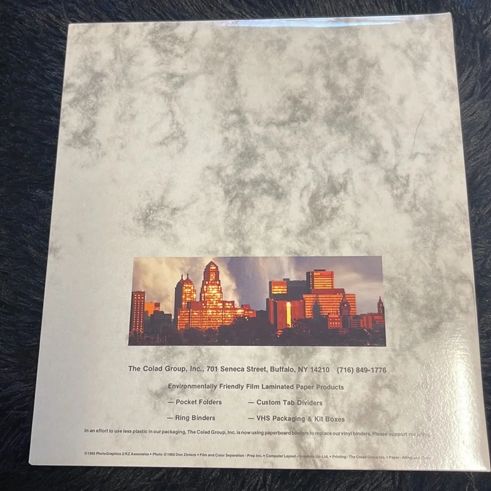 Vintage downtown Buffalo with Niagara Falls in background laminated binder